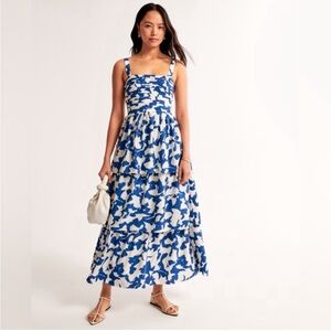 Abercrombie & Fitch Blue and White Tiered Maxi Sundress